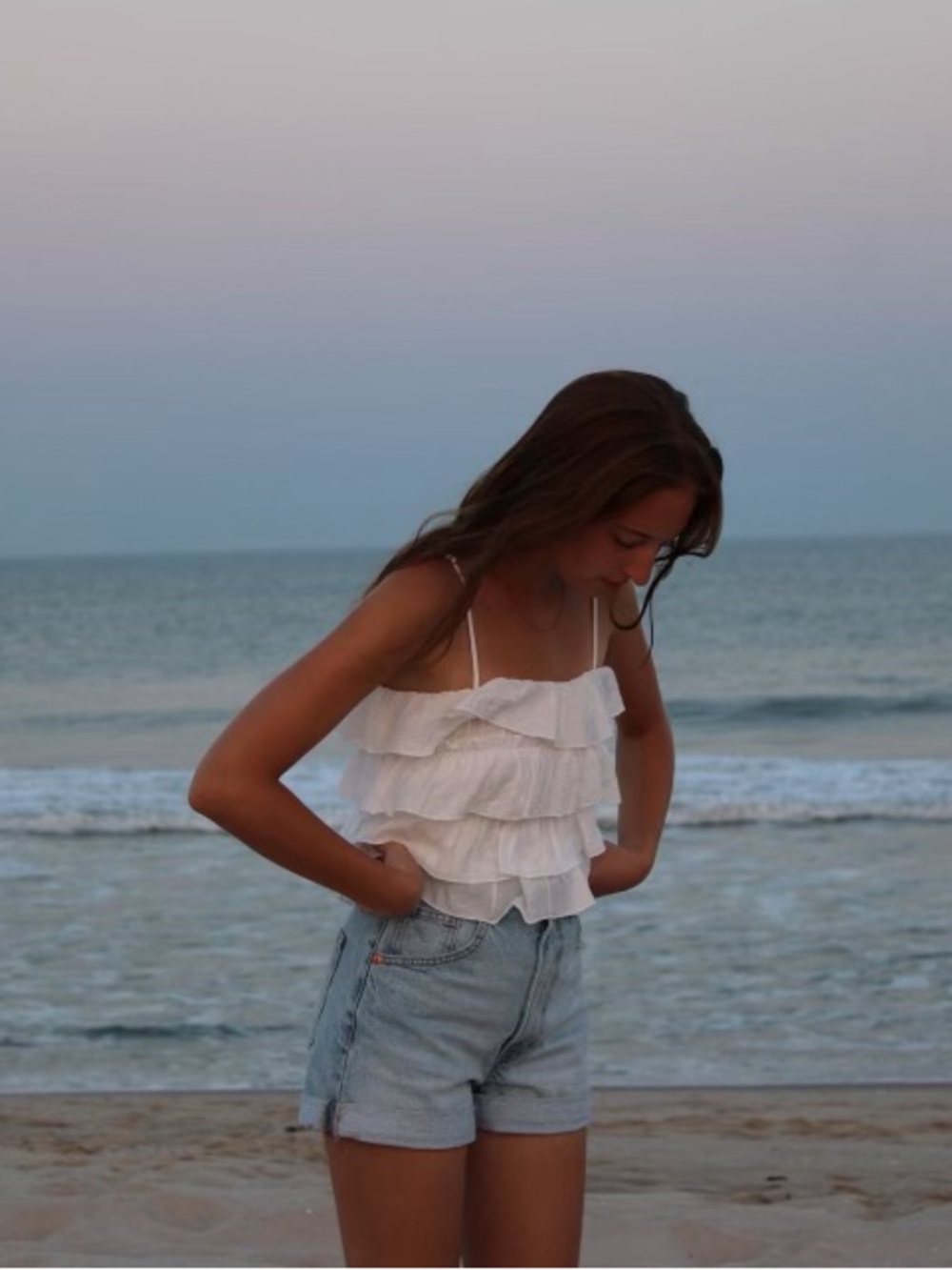 Women’s White Ruffle Cami Top